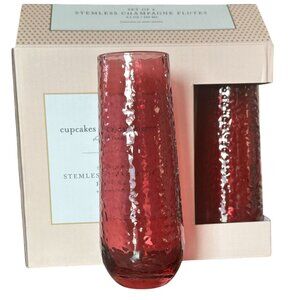 NIB Cupcakes & Cashmere Set of 6 Pink Stemless Champagne Flutes